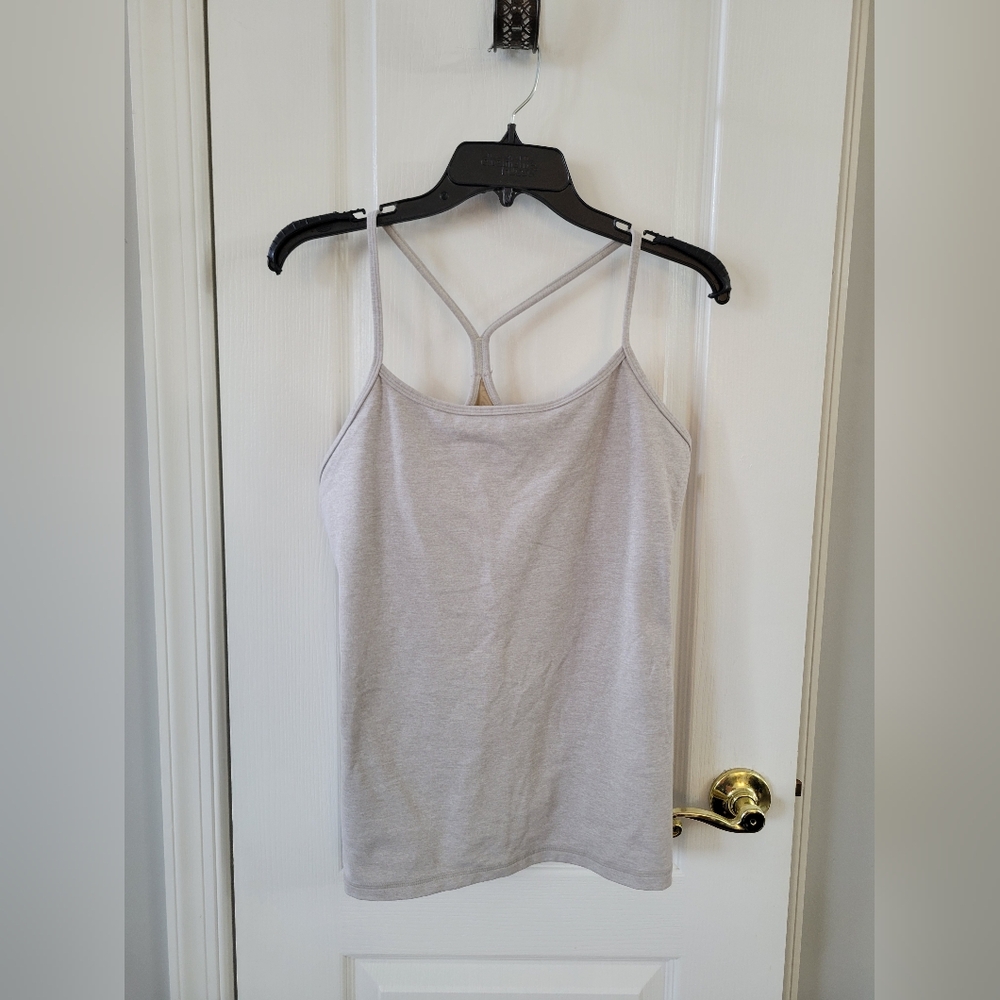 Lululemon Power Y Fitted Tank Top Light Grey Luon Size 12